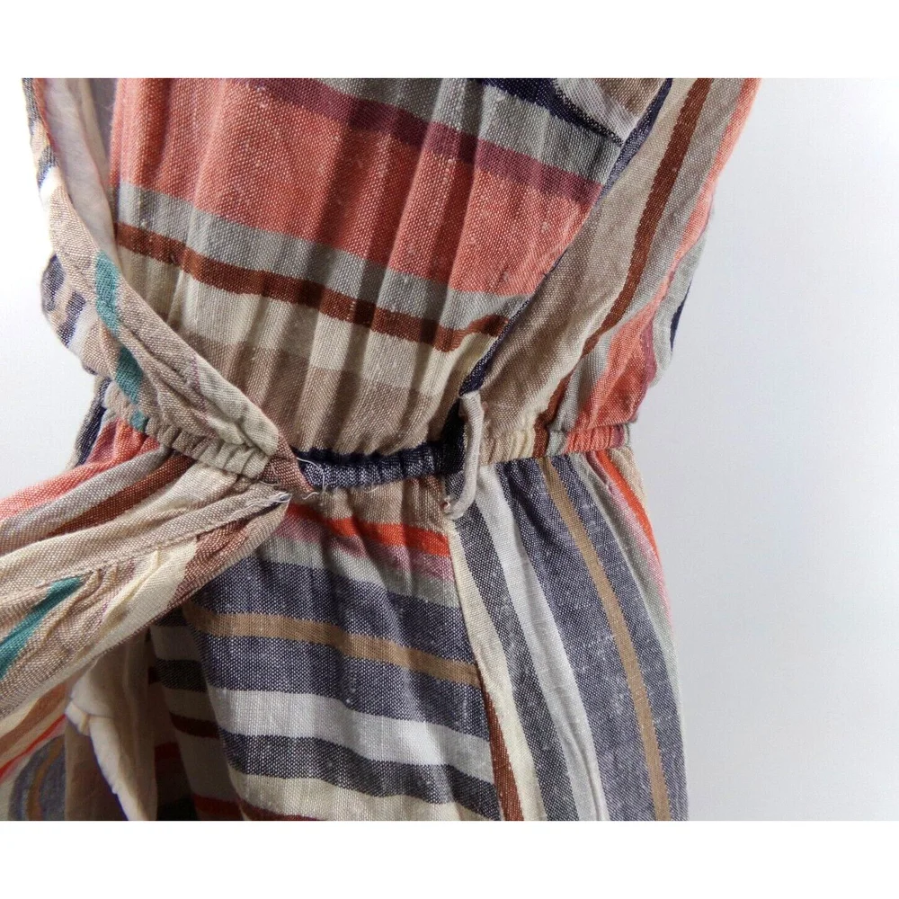 Blue Rain Womens stripe Wrap Sundress Sz SM V-Neck Cap Sleeve Summer Dress Boho - Picture 4 of 11